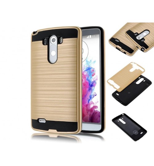 LG G3 impact proof hybrid case brushed Metal