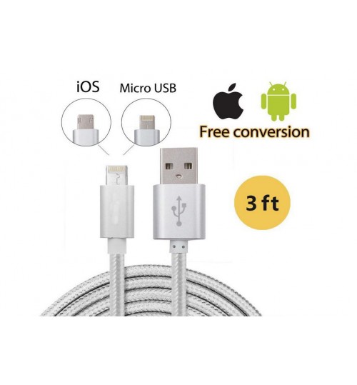 Micro USB and Apple Lightning Cable Nylon 2 in 1