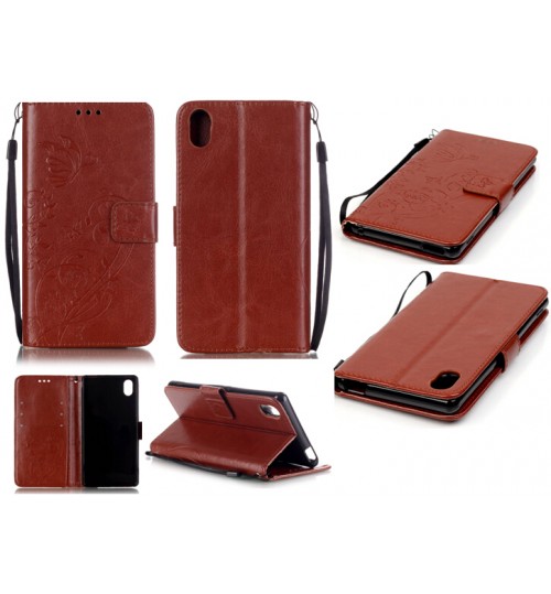 Sony M4 Aqua Premium Embossing wallet leather case