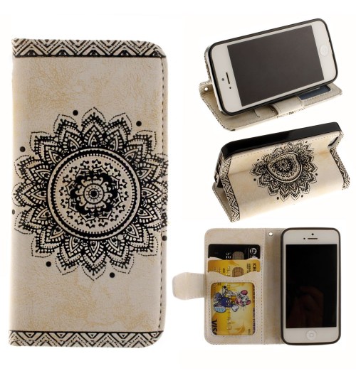 iPhone 5 5s SE printed ID wallet leather case