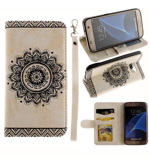 Galaxy S7 printed ID wallet leather case