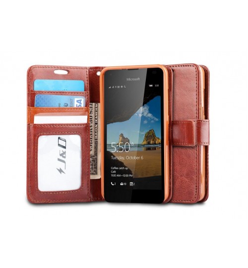 Lumia 550 vintage fine leather wallet case