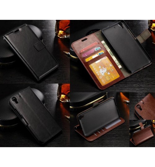 Huawei Y6 vintage fine leather wallet case