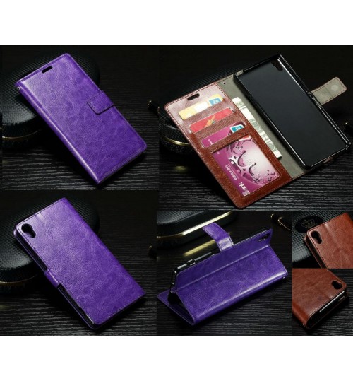 Sony Xperia XA vintage fine leather wallet case