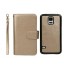 Galaxy S5 double wallet leather case detachable