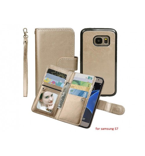 Galaxy S7 double wallet leather detachable case