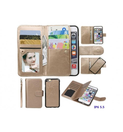 iPhone 6 plus detachable full wallet leather case