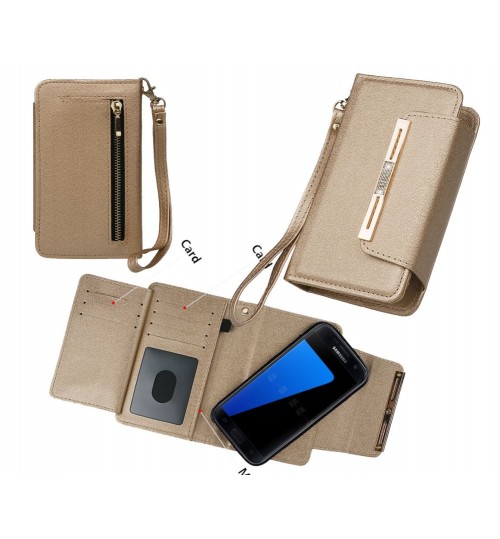 Galaxy S7 double wallet leather detachable case