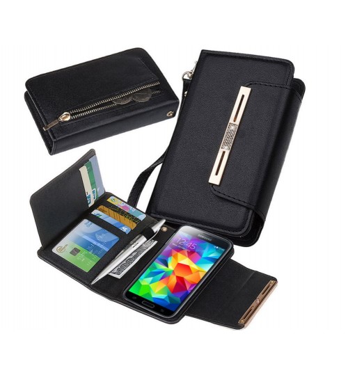 Galaxy S5 double wallet leather detachable case