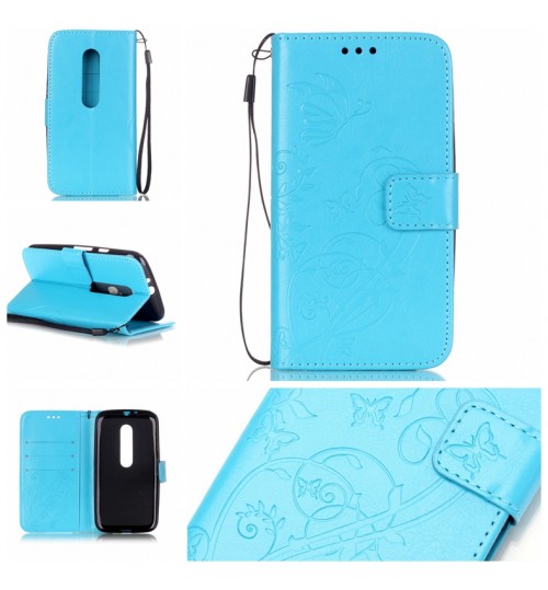 MOTO G3 case Premium leather Embossing  wallet flip case MOTO G 3rd Gen