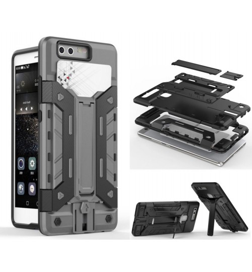 Huawei P9 Case Card Holder Hybrid Heavy Duty Kickstand Case