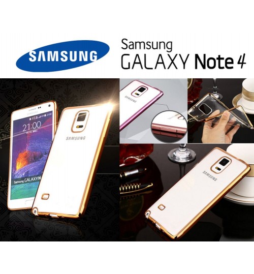 Samung Galaxy Note 4 case plating bumper with clear gel back cover case