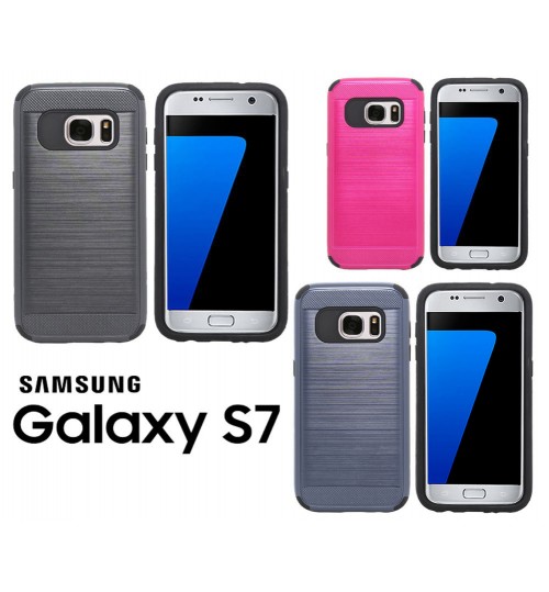 Galaxy S7 case shockproof heavy duty hybrid brushed metal case