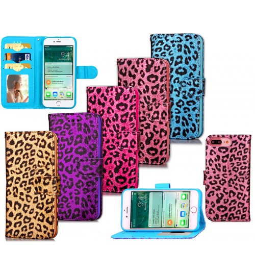 iPhone 7 Plus case wallet Leopard style ID card full cash cover case