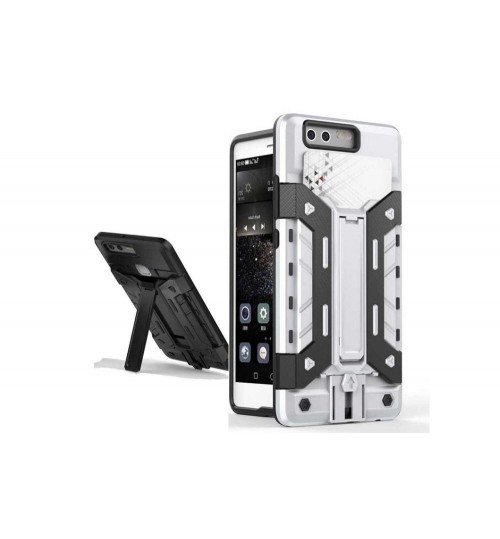 Huawei P9 Case Card Holder Hybrid Heavy Duty Kickstand Case