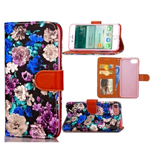 iPhone 7 case floral pattern ID card full cash wallet cover case