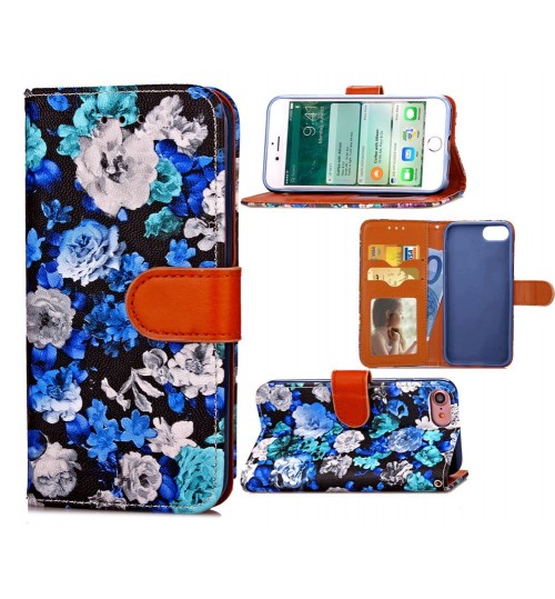 iPhone 7 case floral pattern ID card full cash wallet cover case