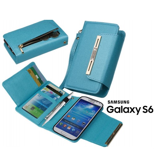 Galaxy S6 case double wallet leather multifunction detachable case