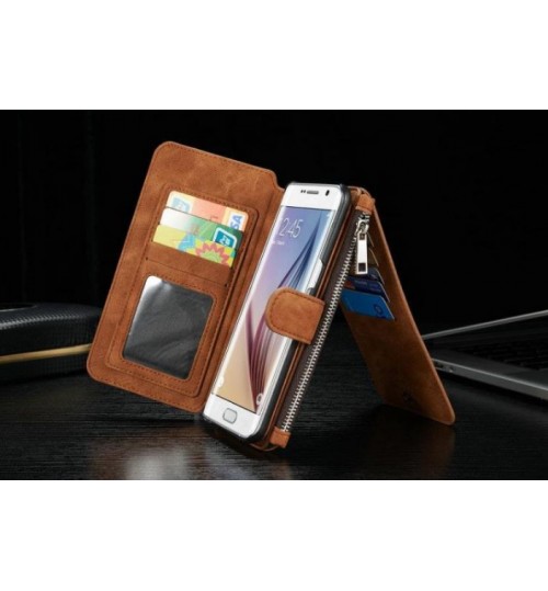 Galaxy S6 double wallet leather case detachable cover case