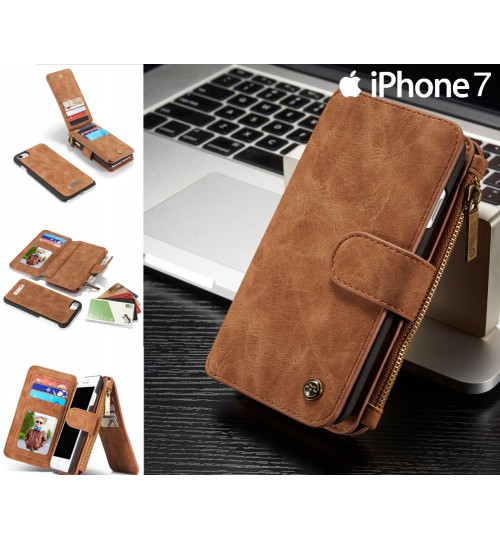 iPhone 7 double wallet leather case detachable