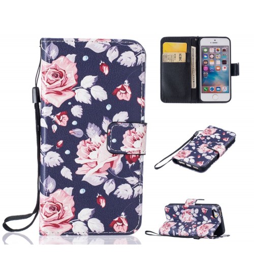 iPhone 5 5s SE case wallet leather case printed