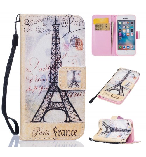 iPhone 5 5s SE case wallet leather case printed