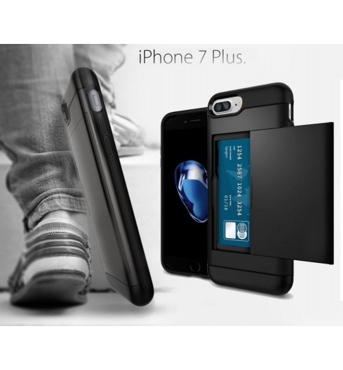 iPhone 7 Plus case impact proof hybrid dual layer card holder cover case