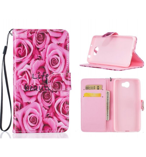 Huawei Y6 Elite case Huawei Y5 II case wallet leather case printed