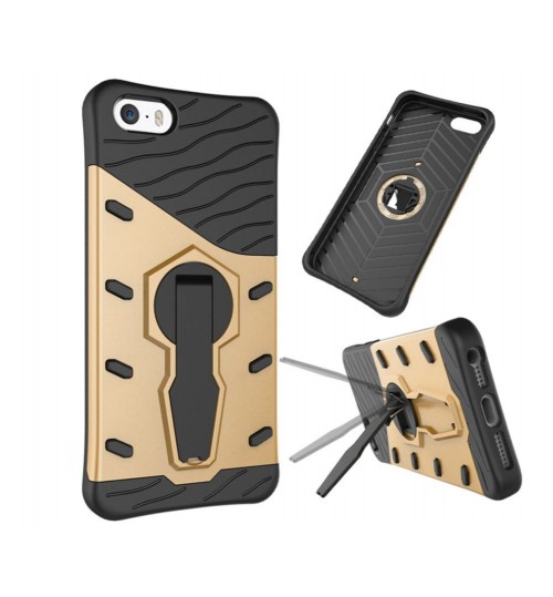 iPhone 5 5s SE Case Dual Layer Defender Slim Hybrid Kickstand Case