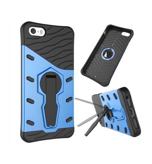 iPhone 5 5s SE Case Dual Layer Defender Slim Hybrid Kickstand Case