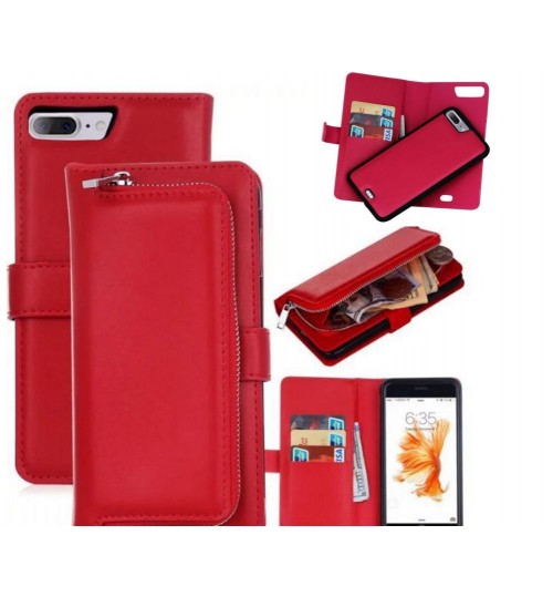 iPhone 7 plus double wallet  Leather Zip case detachable