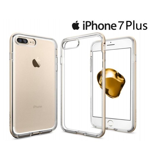 iPhone 7 plus case plating bumper with clear tpu back case Two-piece bumper case