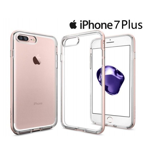 iPhone 7 plus case plating bumper with clear tpu back case Two-piece bumper case