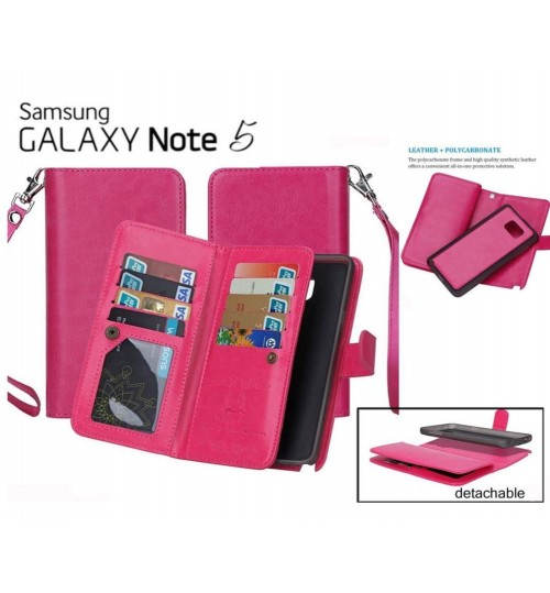 Note 5 double wallet leather case detachable