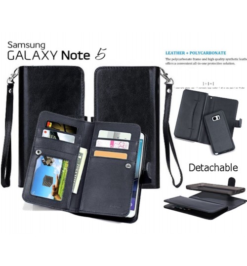 Note 5 double wallet leather case detachable