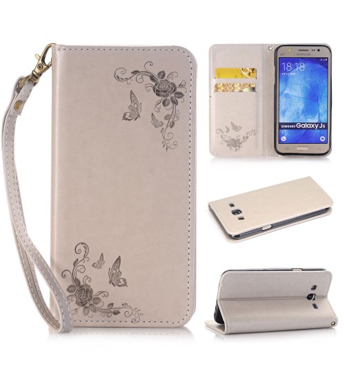 Galaxy J5 Premium Leather Embossing wallet Folio case