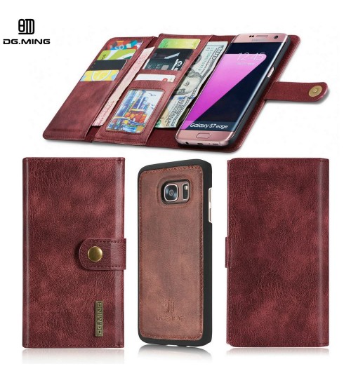 Sumsung Galaxy S7 edge case double wallet 12 cards leather detachable case