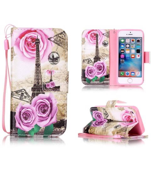 iPhone 5 5s SE case wallet leather case printed