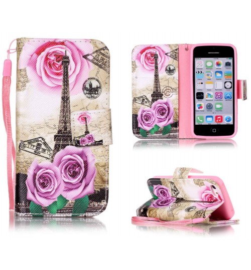 iPhone 5c case wallet leather case printed