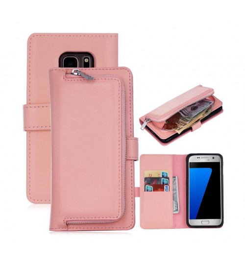 GALAXY S7 double wallet  Leather Zip case detachable