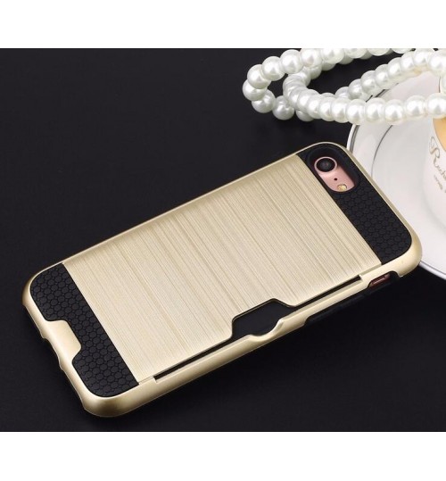 iphone 5 5s se impact proof hybrid case card clip Brushed Metal Texture