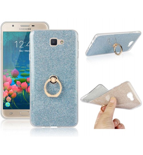 Gaxlaxy J5 Prime Soft tpu Bling Kickstand Case with Ring Rotary Metal Mount