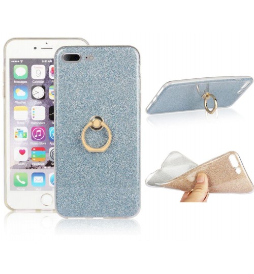 iphone 7 plus Soft tpu Bling Kickstand Case with Ring Rotary Metal Mount