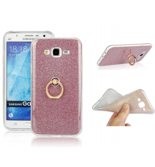 Gaxlaxy J7 Soft tpu Bling Kickstand Case with Ring Rotary Metal Mount