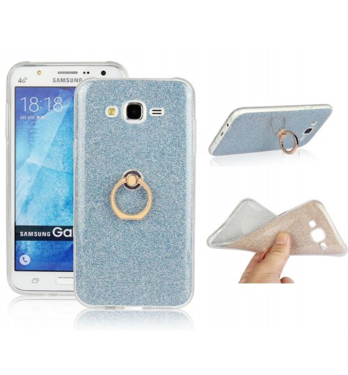 Gaxlaxy J7 Soft tpu Bling Kickstand Case with Ring Rotary Metal Mount