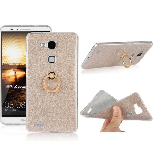 HUAWEI MATE 7 Soft tpu Bling Kickstand Case with Ring Rotary Metal Mount