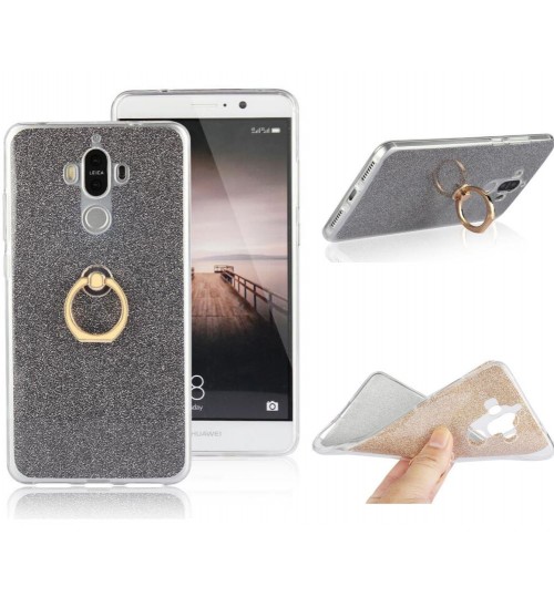 HUAWEI MATE 9 Soft tpu Bling Kickstand Case with Ring Rotary Metal Mount