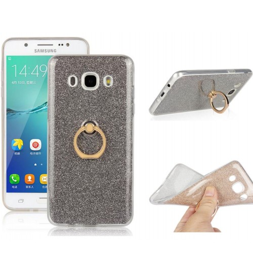 Gaxlaxy J7 2016 Soft tpu Bling Kickstand Case with Ring Rotary Metal Mount