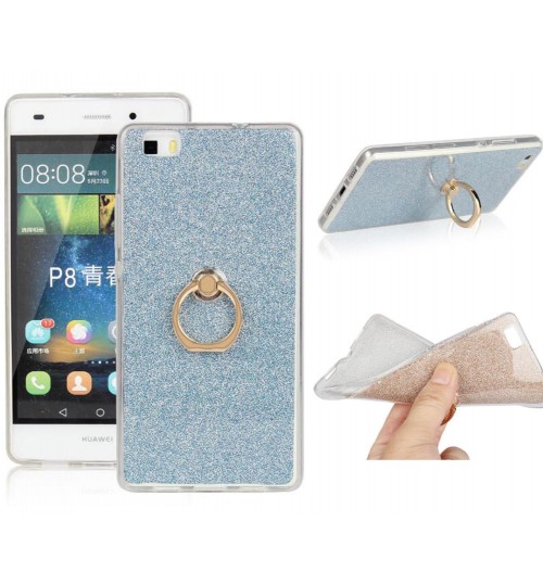 HUAWEI P8 LITE Soft tpu Bling Kickstand Case with Ring Rotary Metal Mount