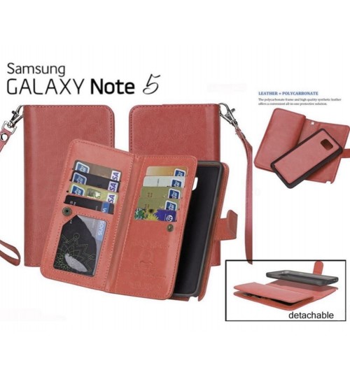 Note 5 double wallet leather case detachable